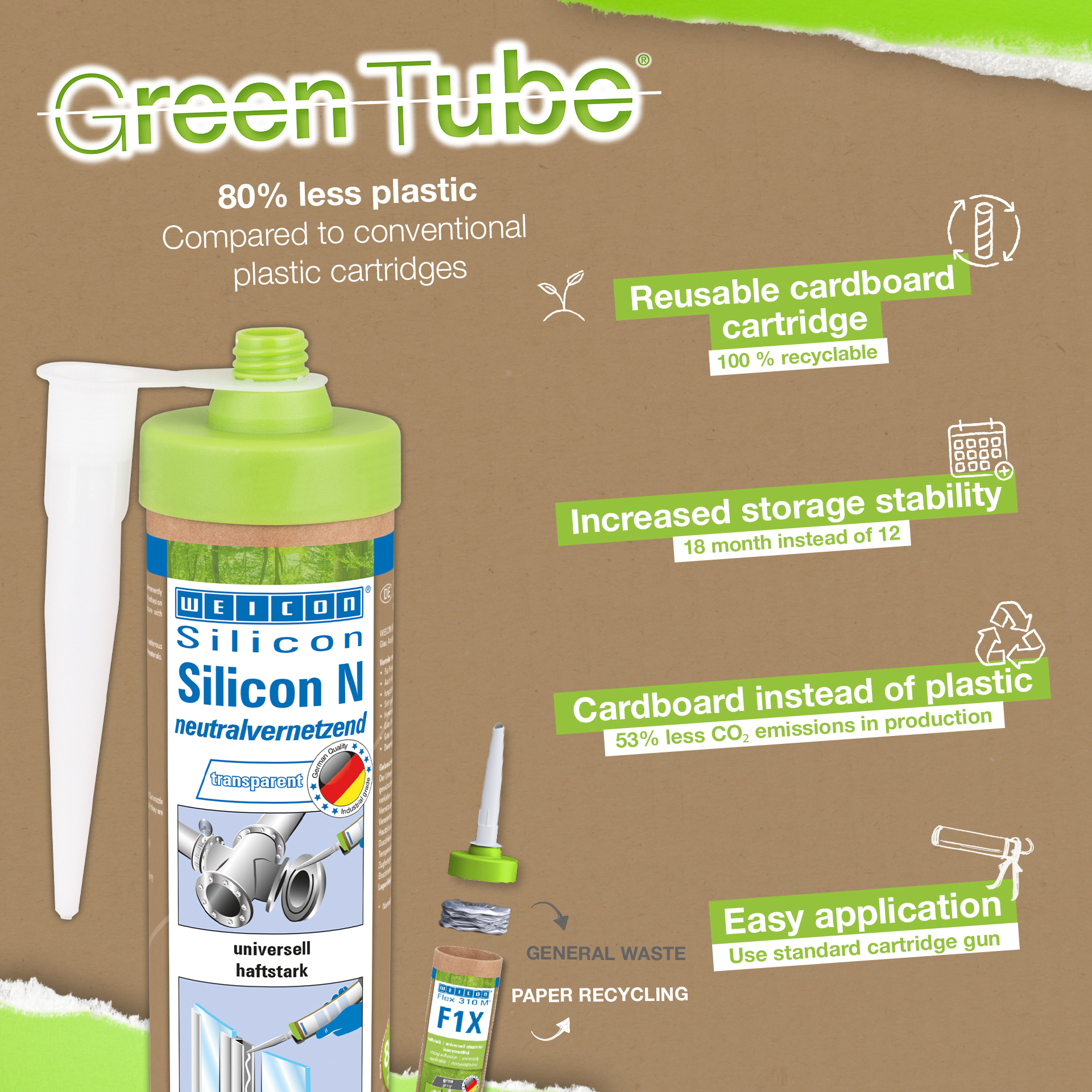 Silicone N | Mastic d'étanchéité extrêmement élastique et à réticulation neutre