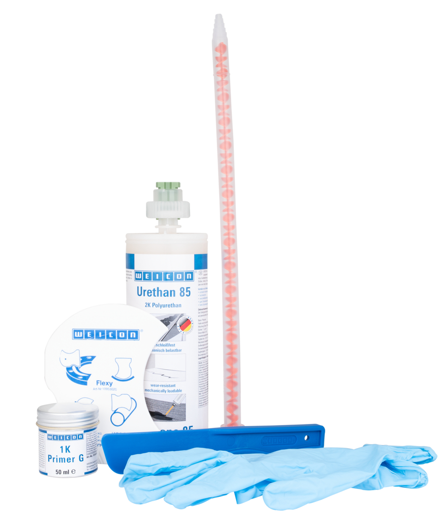 Kit de réparation de bandes transporteuses | Masse de réparation et de revêtement en polyuréa pour surfaces en caoutchouc, emballage de travail
