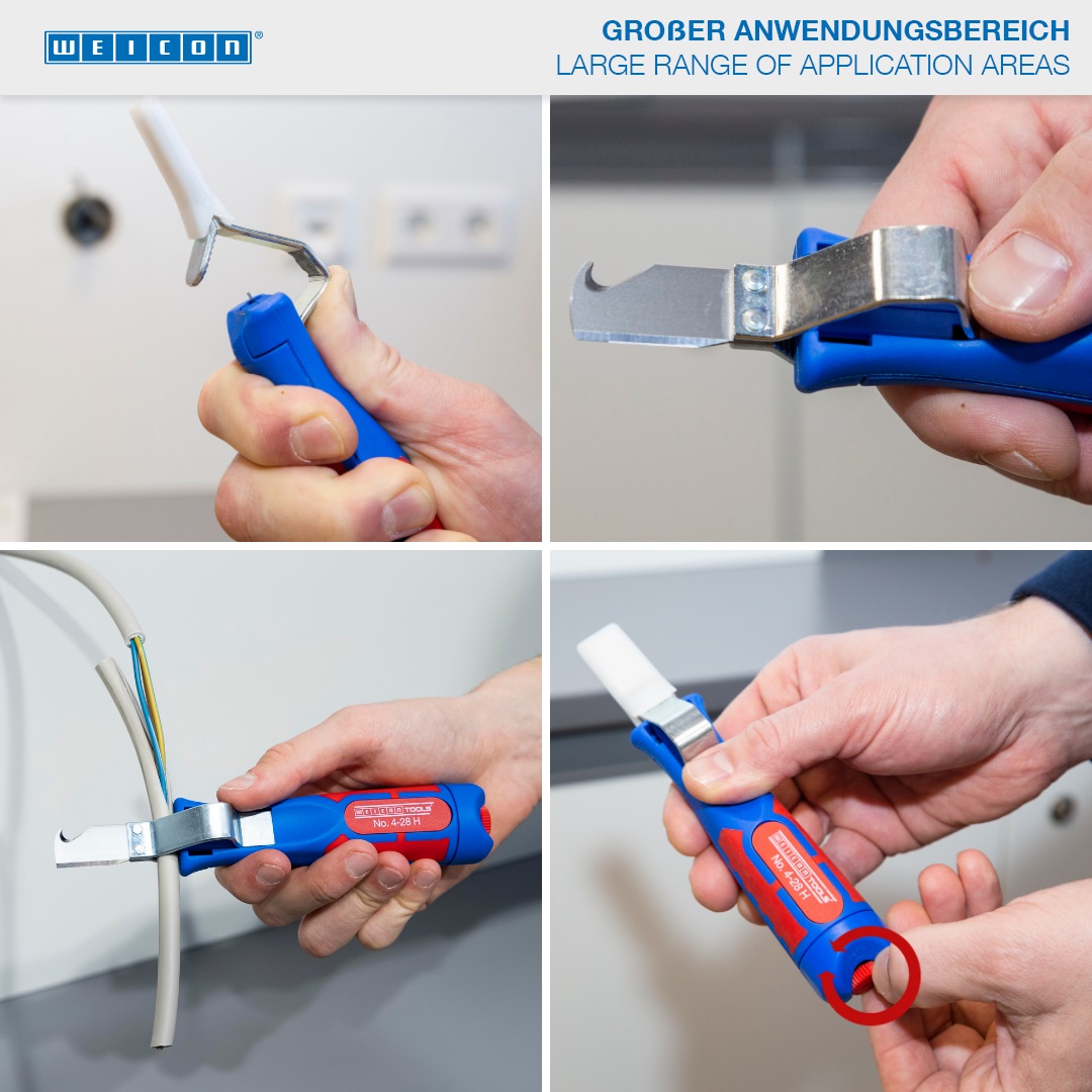Cable Stripper No. 4 - 28 H | with 2C handle including hook blade and protective cap, working range 4 - 28 mm Ø