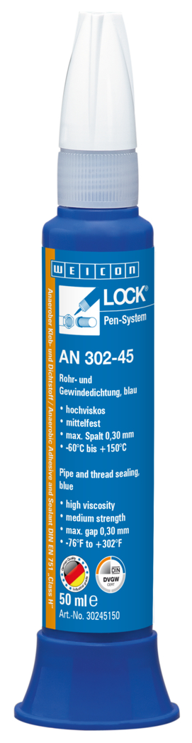 WEICONLOCK® AN 302-45 Étanchéité de Tuyaux et de Filetages | pour filetages grossiers, de résistance moyenne, avec homologation DVGW