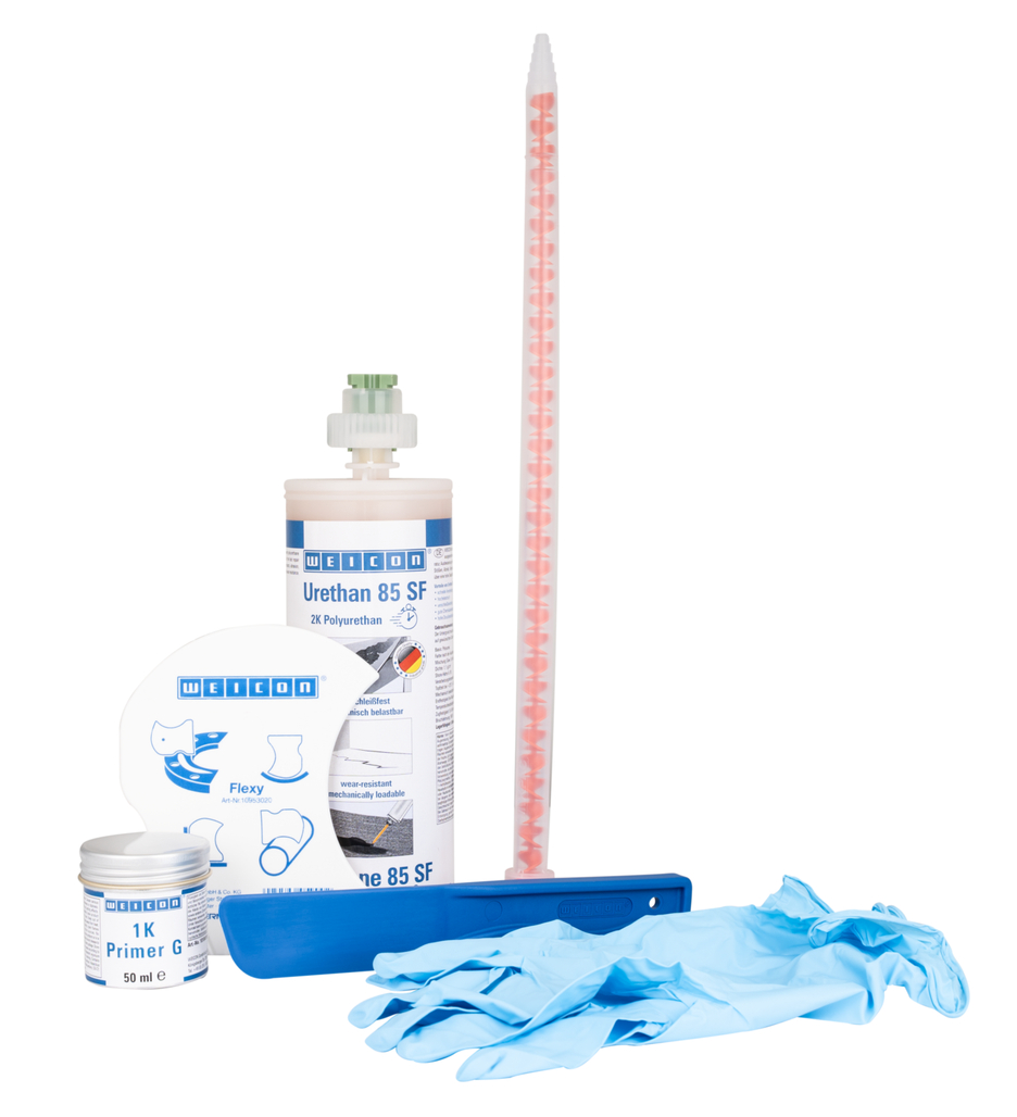 Kit de réparation de courroies, type SF | Mastic de réparation et de revêtement à durcissement rapide (en polyuréa) pour les surfaces en caoutchouc, kit de travail