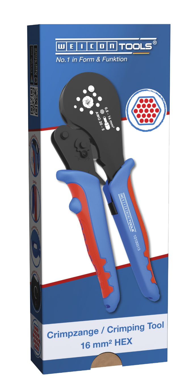 Crimp tool 16mm² HEX | hexagonal crimp for easy insertion into round terminals