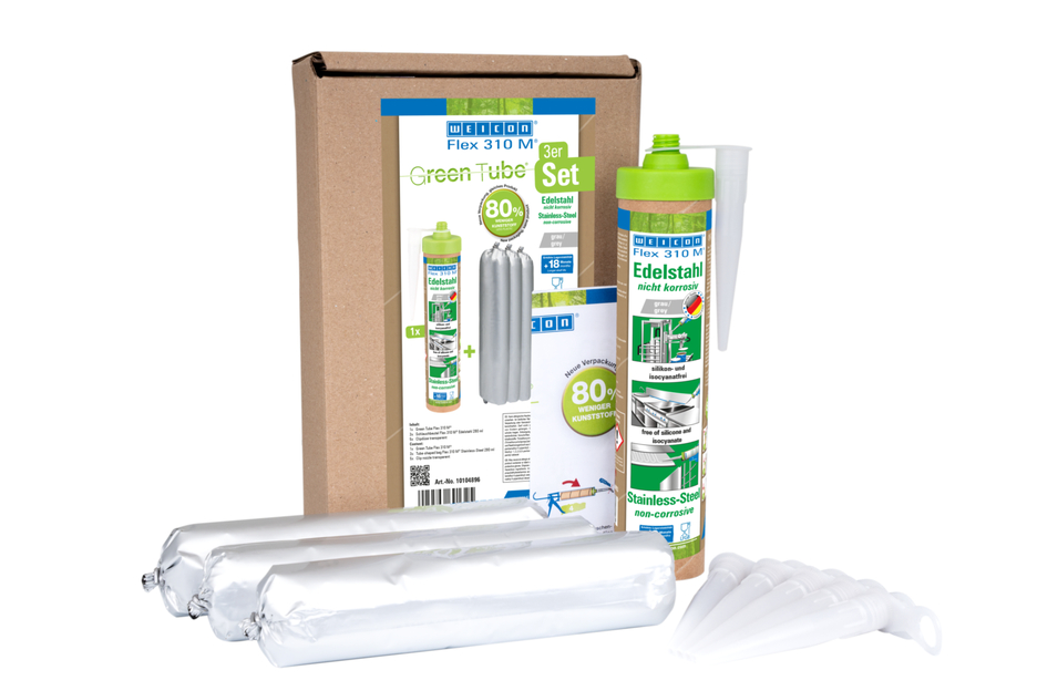 Flex 310 M® Acier Inox | Scellant adhésif avec une très forte adhérence initiale, d'aspect métallique, à base de MS-polymère
