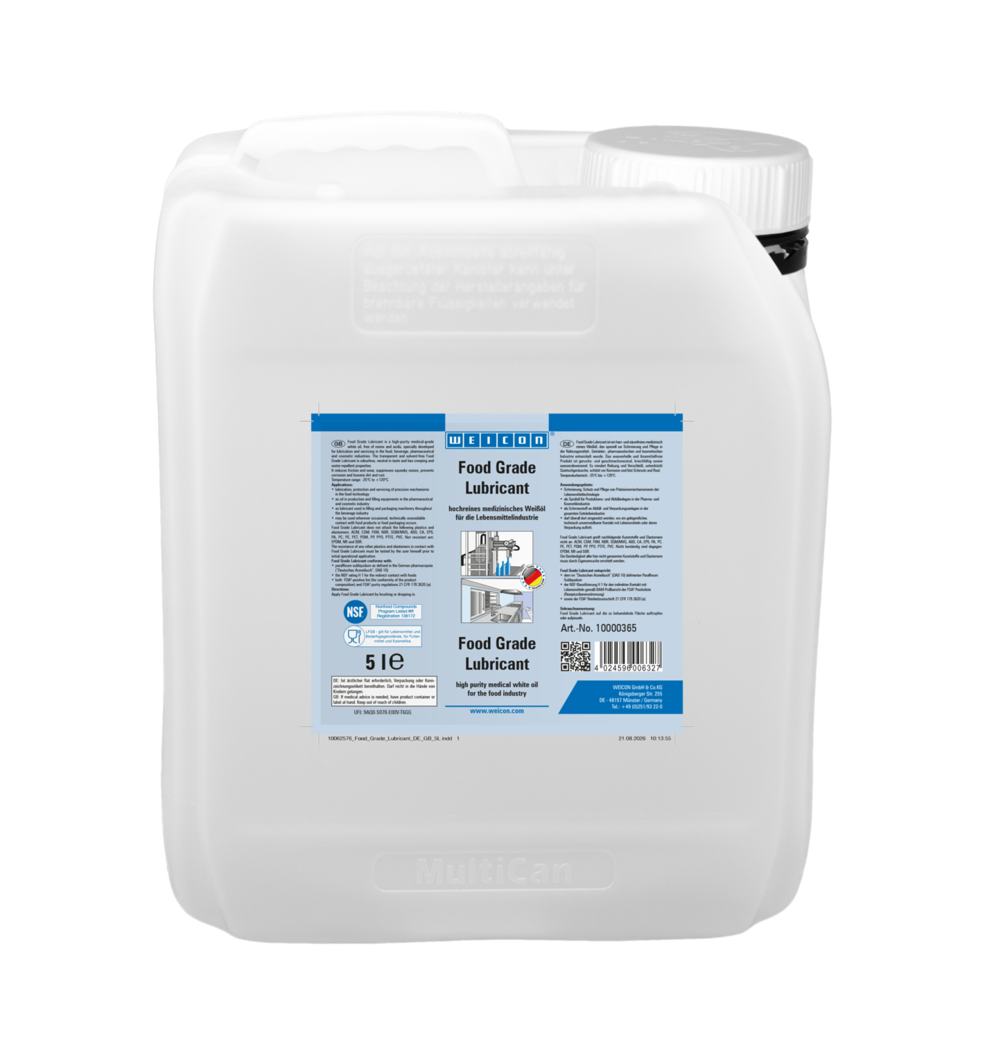Bio-Lube, Liquid | lubricating and care oil for the food sector NSF H1