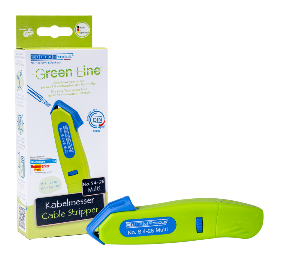 Couteau à dégainer No. S 4-28 Multi Green Line | avec fonction de dénudage intégrée, capacité 4 - 28 mm Ø