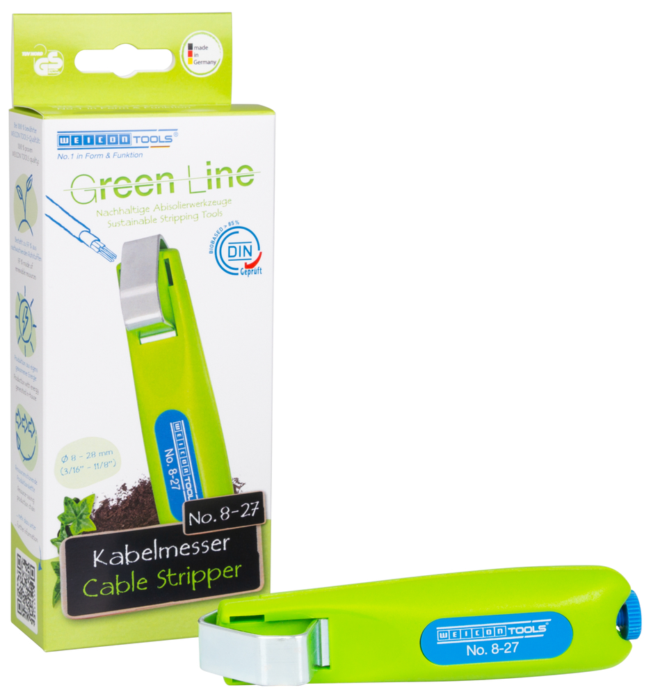 Cable Stripper No. 8 - 27 Green Line | Sustainable stripping tool I working range 8 - 28 mm Ø