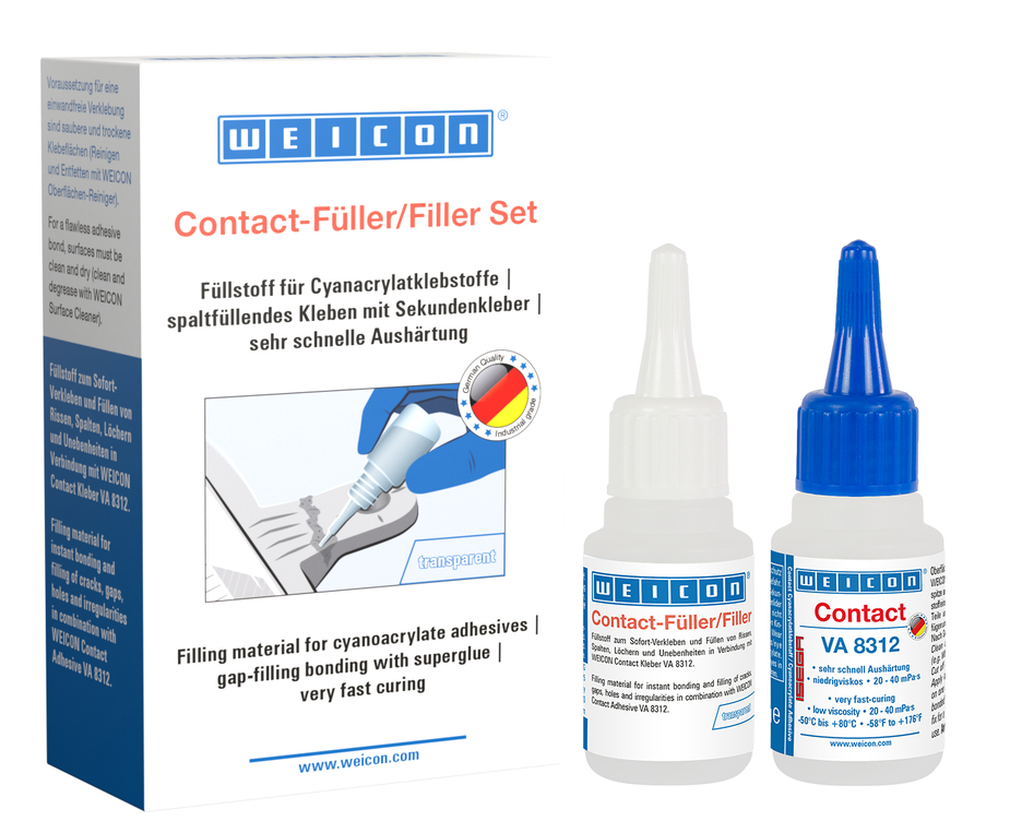 Contact-Filler Set | transparent special filler and cyanoacrylate adhesive Contact VA 8312
