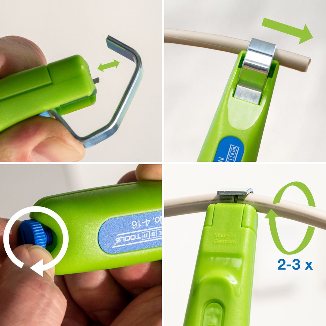 Cable Stripper No. 4 - 16 Green Line | Stripping tools made from up to 97 per cent renewable raw materials, with a working range of 4–16 mm in diameter