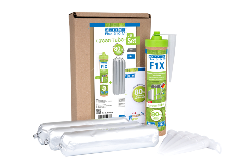 WEICON Green Tube Flex 310 M F1X | MS polymer-based adhesive and sealant with very high initial adhesion, temperature-resistant up to 180°C