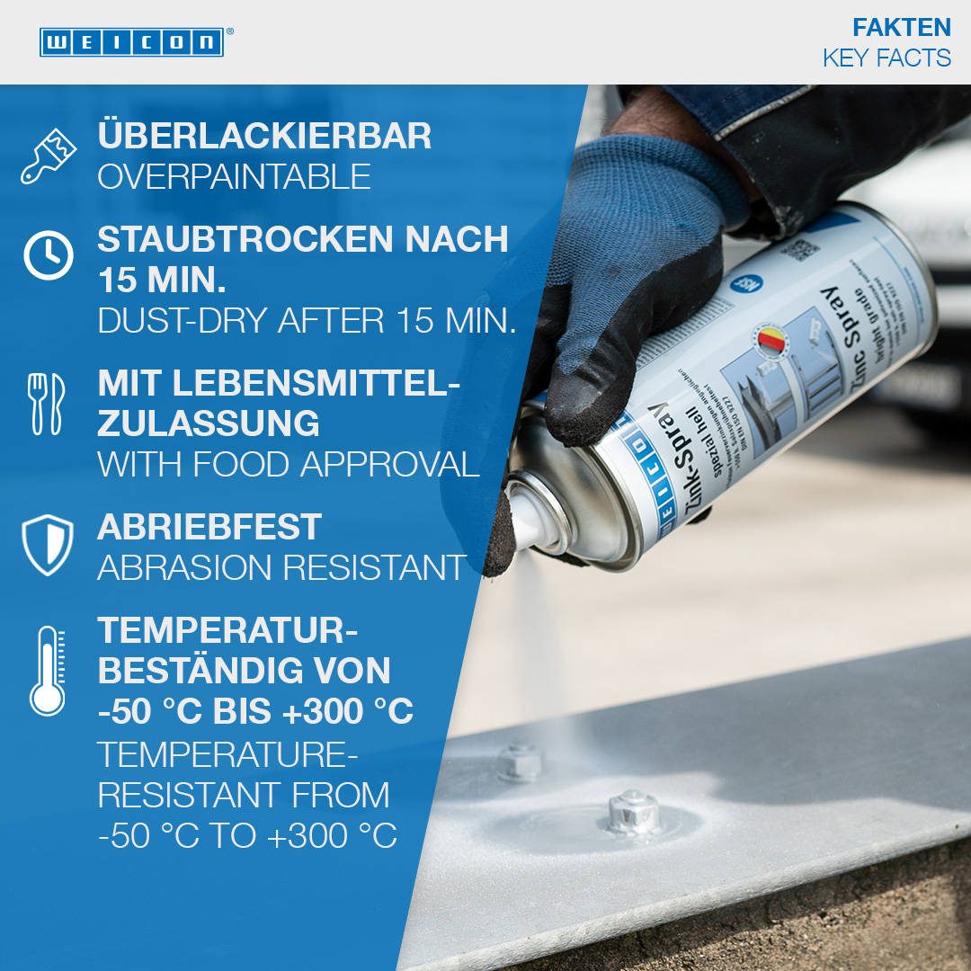 Zinc Bright Spray | cathodic corrosion protection with approval for use in the food sector