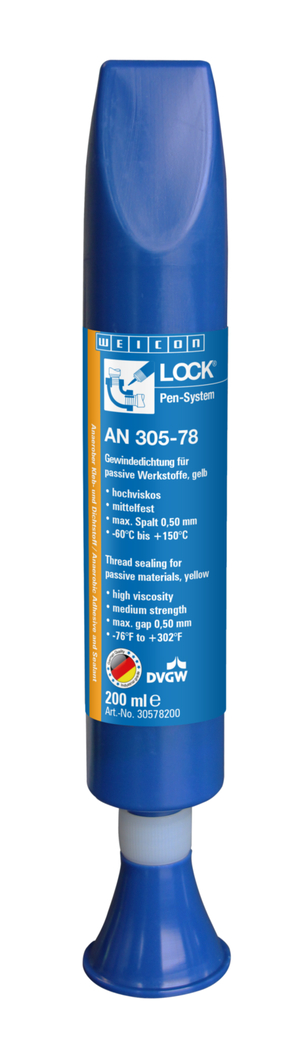 WEICONLOCK® AN 305-78 Etanchéité de Tuyaux et de Filetages | pour matériaux passifs, de résistance moyenne, homologué pour l'eau potable
