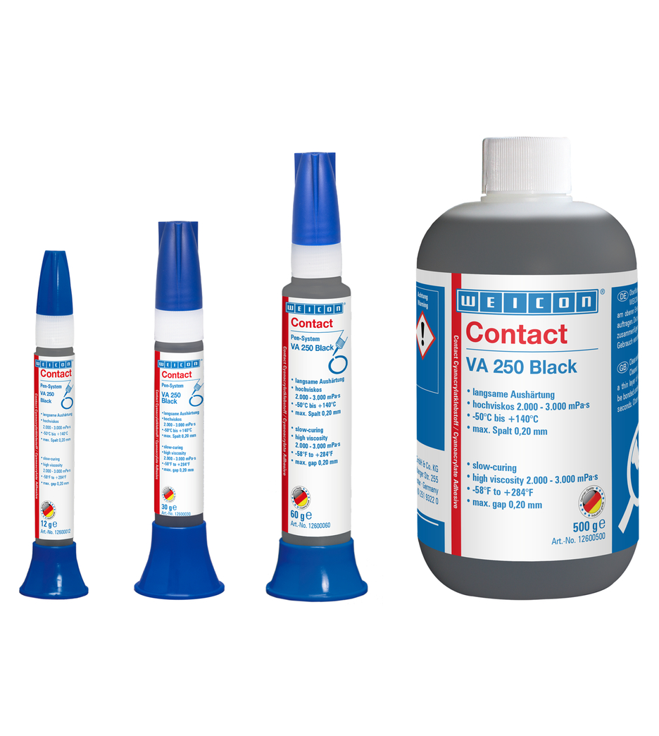 Contact VA 250 Black | instant adhesive with high viscosity, rubber-filled