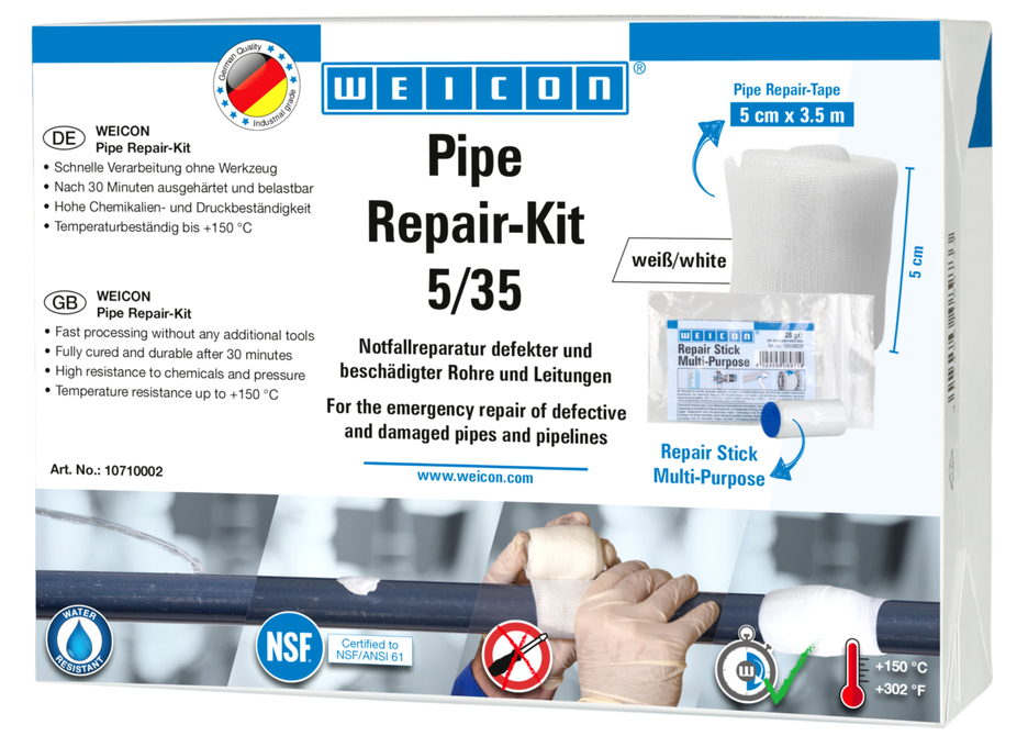 Kit de réparation pour tubes | pour la réparation d'urgence de tuyaux et de conduites endommagés