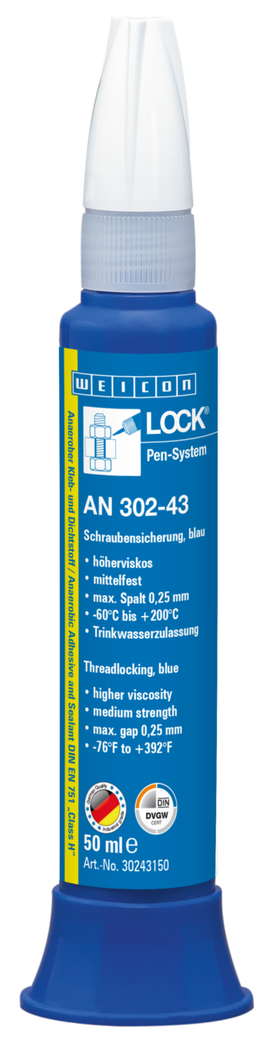WEICONLOCK® AN 302-43 Frein filet | Résistance moyenne, viscosité accrue, homologué pour l'eau potable WEICONLOCK® AN 302-43 Frein filet | Résistance moyenne, viscosité accrue, homologué pour l'eau potable