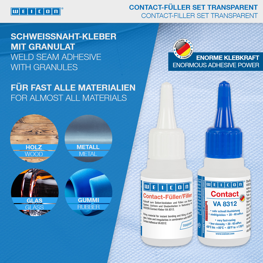 Contact-Filler Set | transparent special filler and cyanoacrylate adhesive Contact VA 8312