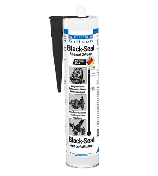 Black-Seal Silicone Spécial | Mastic d'étanchéité à élasticité permanente pour les zones résistantes à l'huile ou à la graisse Black-Seal Silicone Spécial | Mastic d'étanchéité à élasticité permanente pour les zones résistantes à l'huile ou à la graisse