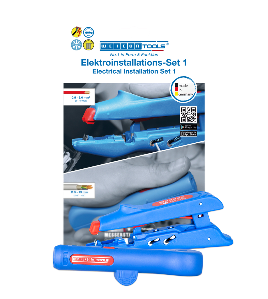 Electrical Installation Set 1 | 2-piece stripping set incl. crimping tool and wire stripper Electrical Installation Set 1 | 2-piece stripping set incl. crimping tool and wire stripper