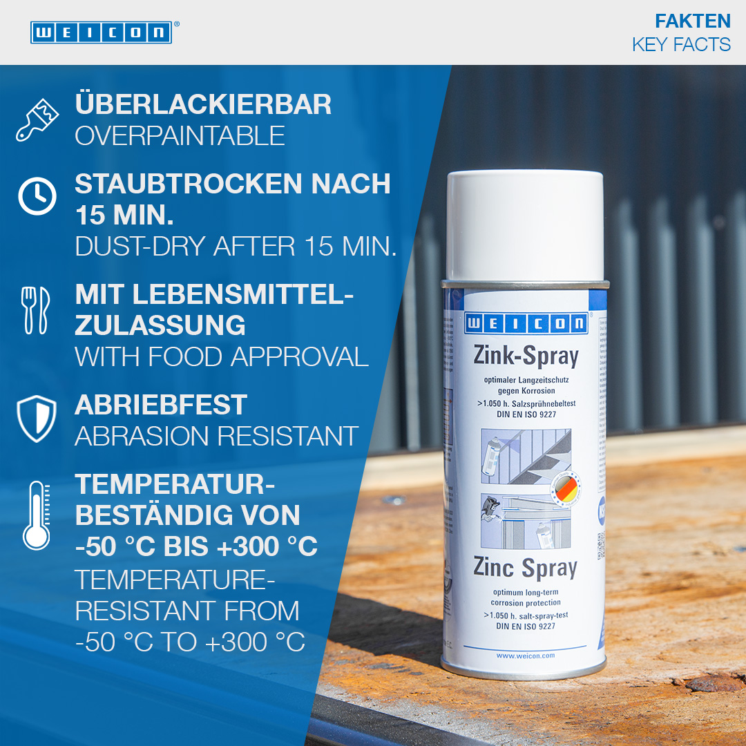 Spray Zinc | protection cathodique contre la corrosion avec autorisation pour le secteur alimentaire