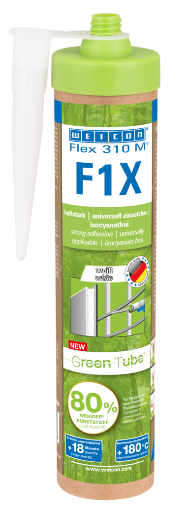 WEICON Green Tube Flex 310 M F1X | MS polymer-based adhesive and sealant with very high initial adhesion, temperature-resistant up to 180°C
