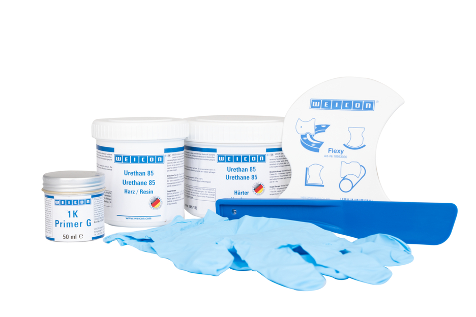 Kit de réparation de bandes transporteuses | Masse de réparation et de revêtement en polyuréa pour surfaces en caoutchouc, emballage de travail